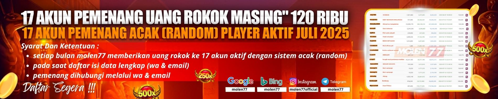 molen77 BONUS UANG ROKOK